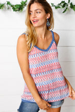 Load image into Gallery viewer, Red White &amp; Blue Squiggly Striped Sleeveless Top
