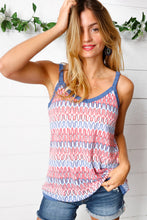 Load image into Gallery viewer, Red White &amp; Blue Squiggly Striped Sleeveless Top