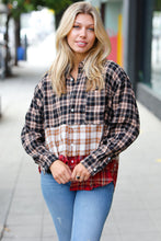 Load image into Gallery viewer, Taupe &amp; Red Plaid Color Block Shacket