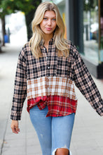 Load image into Gallery viewer, Taupe &amp; Red Plaid Color Block Shacket