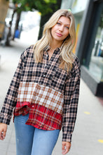 Load image into Gallery viewer, Taupe &amp; Red Plaid Color Block Shacket