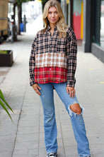 Load image into Gallery viewer, Taupe &amp; Red Plaid Color Block Shacket