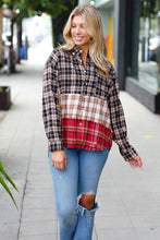 Load image into Gallery viewer, Taupe &amp; Red Plaid Color Block Shacket