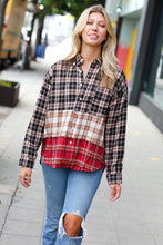 Load image into Gallery viewer, Taupe &amp; Red Plaid Color Block Shacket