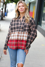 Load image into Gallery viewer, Taupe &amp; Red Plaid Color Block Shacket
