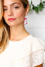 Load image into Gallery viewer, Pink Wooden Cowgirl Boot Dangle Earrings