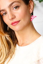 Load image into Gallery viewer, Pink Wooden Cow Print Hat Earrings
