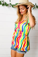 Load image into Gallery viewer, Multicolor Wavy Stripe Shoulder Tie Detail Top