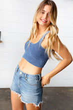 Load image into Gallery viewer, Navy Washed Rib Cropped Square Neck Tank