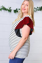 Load image into Gallery viewer, Red &amp; Blue Flutter Sleeve Striped Top