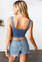 Load image into Gallery viewer, Navy Washed Rib Cropped Square Neck Tank