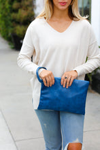 Load image into Gallery viewer, Cobalt Faux Leather Clutch Handle Bag