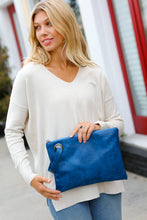 Load image into Gallery viewer, Cobalt Faux Leather Clutch Handle Bag
