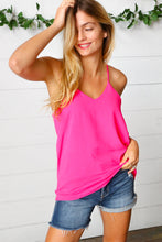 Load image into Gallery viewer, Hot Pink Adjustable Strap V Neck Lined Cami