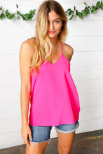 Load image into Gallery viewer, Hot Pink Adjustable Strap V Neck Lined Cami