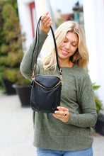 Load image into Gallery viewer, Black Vegan Leather Two Pocket Mini Cross Body