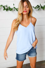 Load image into Gallery viewer, Sky Blue Adjustable Strap V Neck Lined Cami
