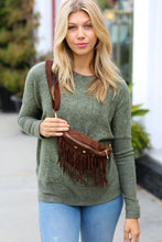 Load image into Gallery viewer, Brown Faux Suede Fringe Convertible Fanny/Sling Bag