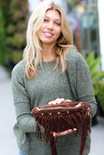 Load image into Gallery viewer, Brown Faux Suede Fringe Convertible Fanny/Sling Bag