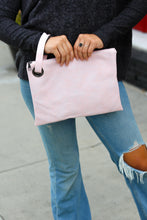 Load image into Gallery viewer, Pink Faux Leather Clutch Handle Bag