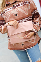 Load image into Gallery viewer, Blush Fold Over Gold O-Ring Faux Leather Clutch Bag
