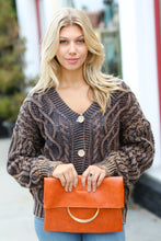 Load image into Gallery viewer, Camel Fold Over Gold O-Ring Faux Leather Clutch Bag