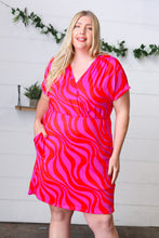 Load image into Gallery viewer, Fuchsia Zebra Surplice V Neck Pocketed Dress