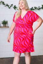 Load image into Gallery viewer, Fuchsia Zebra Surplice V Neck Pocketed Dress