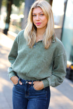 Load image into Gallery viewer, Olive Half Zip Cropped Pullover Sweater