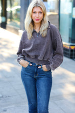 Load image into Gallery viewer, Mocha Half Zip Cropped Pullover Sweater