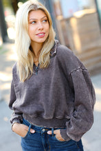 Load image into Gallery viewer, Mocha Half Zip Cropped Pullover Sweater
