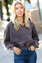 Load image into Gallery viewer, Mocha Half Zip Cropped Pullover Sweater