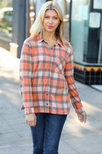 Load image into Gallery viewer, Rust Plaid Lightweight Button Up Shacket