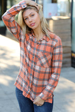 Load image into Gallery viewer, Rust Plaid Lightweight Button Up Shacket