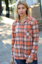 Load image into Gallery viewer, Rust Plaid Lightweight Button Up Shacket