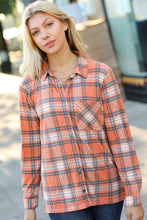 Load image into Gallery viewer, Rust Plaid Lightweight Button Up Shacket