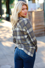Load image into Gallery viewer, Olive Plaid Lightweight Button Up Shacket