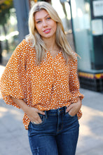 Load image into Gallery viewer, Rust Abstract Dot V Neck Woven Top