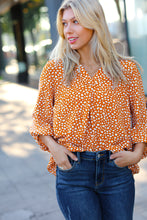Load image into Gallery viewer, Rust Abstract Dot V Neck Woven Top