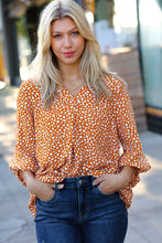 Load image into Gallery viewer, Rust Abstract Dot V Neck Woven Top