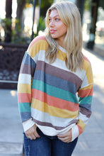 Load image into Gallery viewer, Teal &amp; Mustard Stripe Hacci Outseam Sweater Top