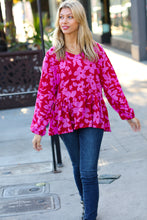 Load image into Gallery viewer, Red &amp; Magenta Floral V Neck Woven Babydoll Top