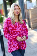 Load image into Gallery viewer, Red &amp; Magenta Floral V Neck Woven Babydoll Top