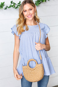 Khaki Rattan Half Moon Cinch Crossbody Bag