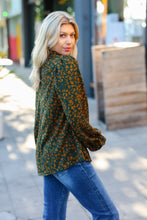 Load image into Gallery viewer, Sweet But Sassy Hunter Green Ditzy Floral Frill Neck Top