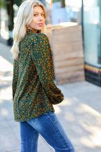 Load image into Gallery viewer, Sweet But Sassy Hunter Green Ditzy Floral Frill Neck Top