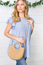 Load image into Gallery viewer, Khaki Rattan Half Moon Cinch Crossbody Bag