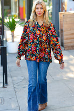 Load image into Gallery viewer, Black/Magenta Floral Ready For The Day Smocked Blouse