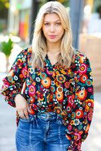 Load image into Gallery viewer, Black/Magenta Floral Ready For The Day Smocked Blouse