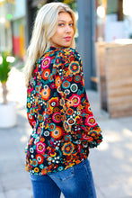 Load image into Gallery viewer, Black/Magenta Floral Ready For The Day Smocked Blouse